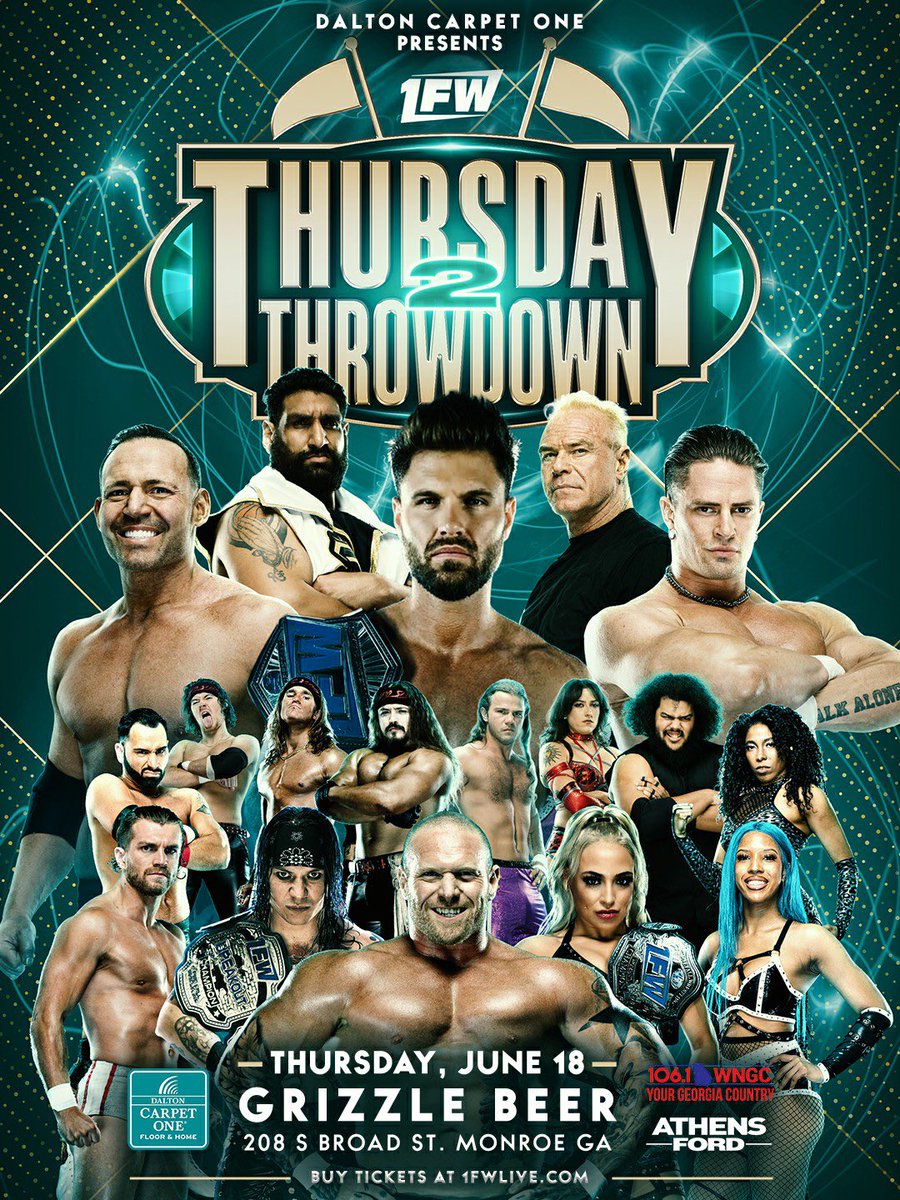 1FWrestling's tweet photo. With 10 shows in June, check out some of these 1FW Live shows around the greater Atlanta area!

6/15 Watkinsville, GA
6/18 Monroe, GA
6/20 Hartwell, GA

Get your tickets for all 3 shows at https://t.co/UdtbTFjUcl https://t.co/TtnYs1lfxr