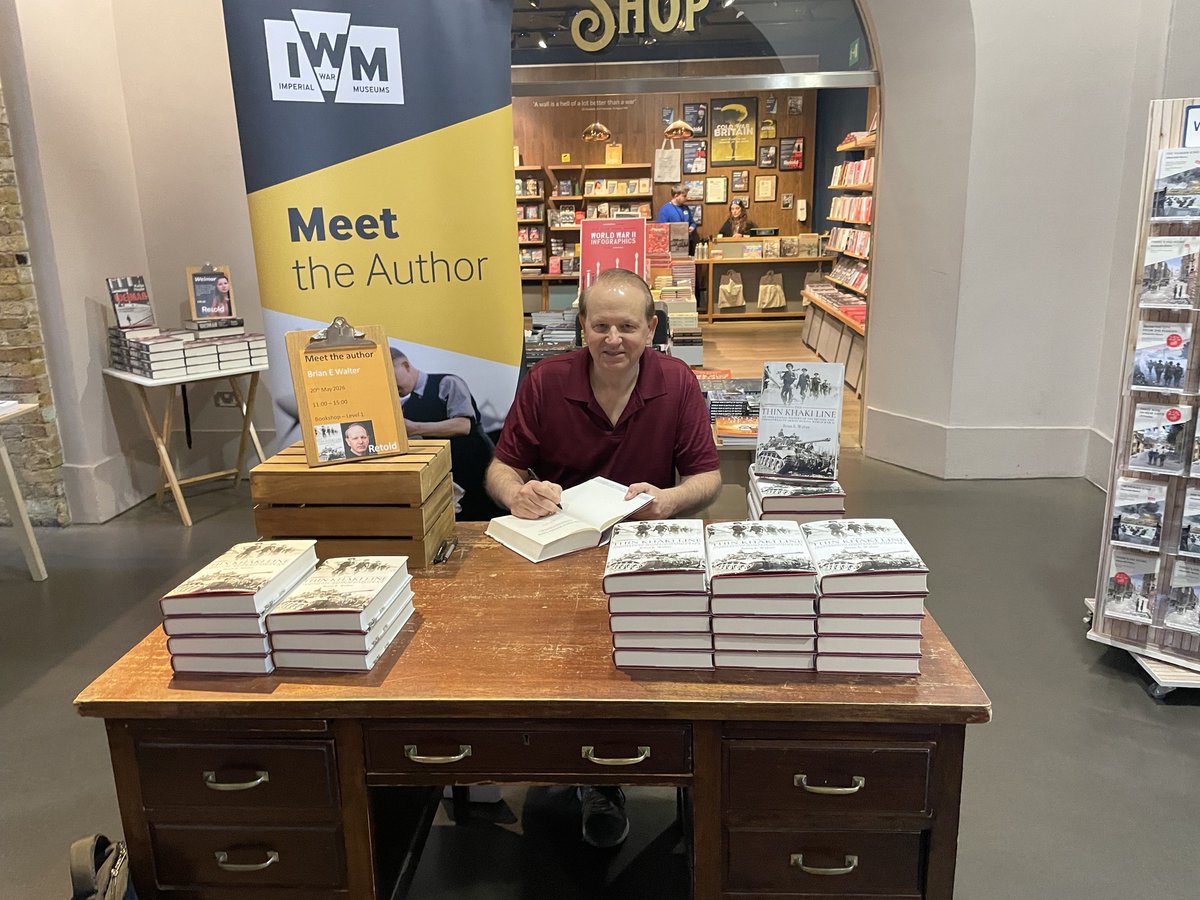 AuthorBwalter's tweet photo. Me at my recent book singing in London. Thank you to the staff of the IWM. The Thin Khaki Line is now out in the UK. It is scheduled for release in the USA at the end of June. #ScriptsBooks #CasematePublishers #WWII #BritishArmy #MilitaryHistory #DesertRats https://t.co/pu7EaJ7KcJ