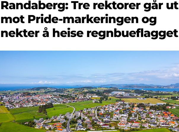 ChrisBellNor's tweet photo. 3 skoler i Randaberg utenfor Stavanger nekter å heise Pride flagget under pride-markeringen.

De mener at skolen skal være et samlende fellesskap og ikke knyttes til bestemte ideologiske eller politiske bevegelser, slik som pride-markeringen jo faktisk er.

Det er virkelig på tide at rektorer over hele landet samler seg og i felleskap går ut og nekter å heise pride flagget, ideologisk programmering av barn bør være forbudt.