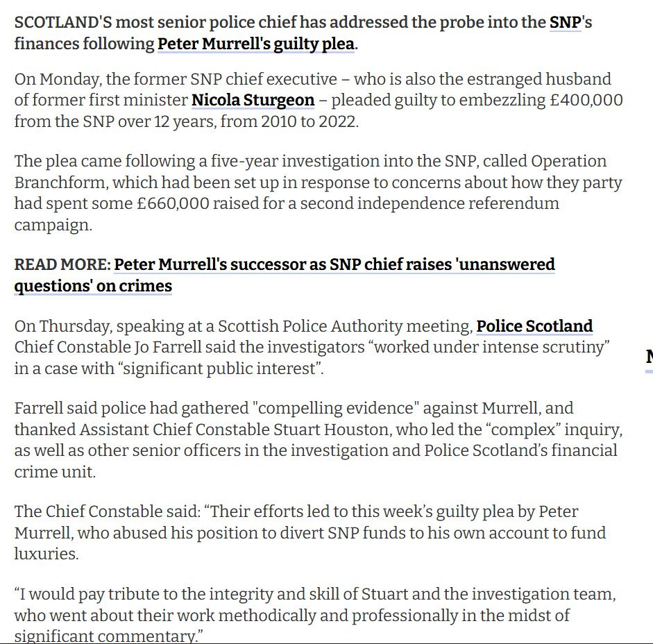 brawday's tweet photo. Scotland's top police officer addresses investigation into SNP and Peter Murrell
“From 2010 to 2022 he spent hundreds of thousands of pounds So under Salmond's watch too. #bbcdrivetime
https://t.co/OOu9FnExlx https://t.co/3gLeupTOrl