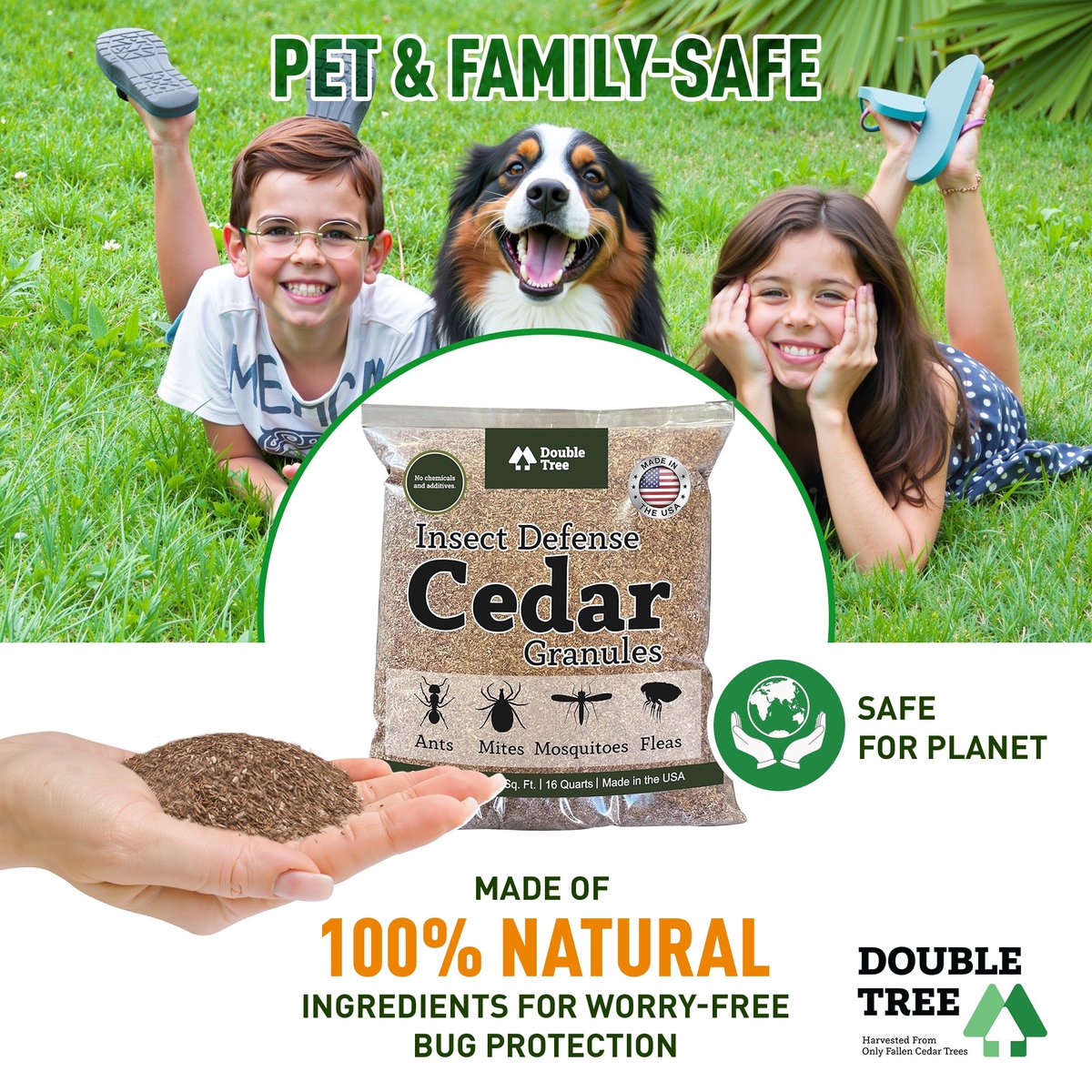 doubletreefp's tweet photo. Tick-borne meat allergy (Alpha-Gal) is up 9,800% since 2013. Cases ER docs never saw — now weekly.

Cedar granules from our family mill = natural perimeter barrier. Pet, kid &amp; pollinator safe. No DEET, no permethrin. Free US shipping. 🌲