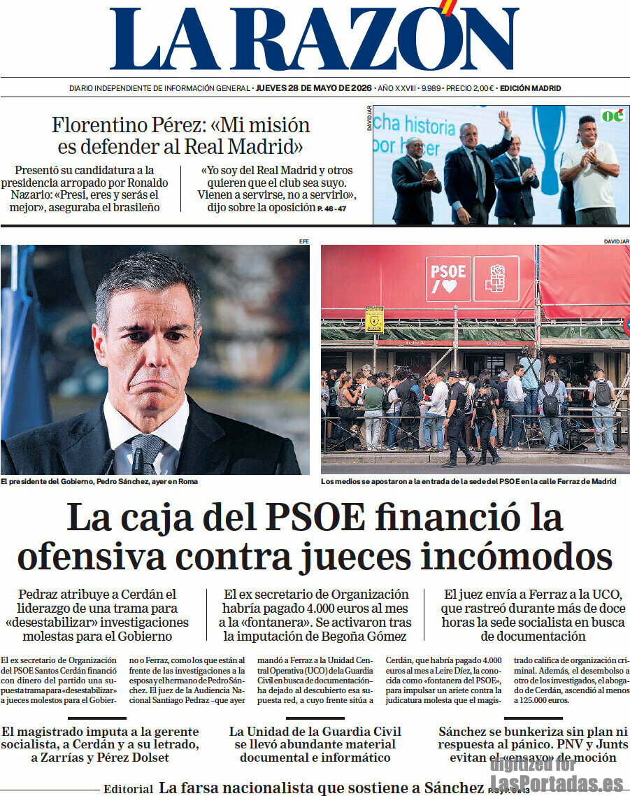 _ElRegente_'s tweet photo. 📰 | Portadas de algunos de los principales periódicos del país sobre los casos de corrupción en el PSOE:

- ABC
- La Razón
- El País
- El Mundo https://t.co/jjKPgjdhib