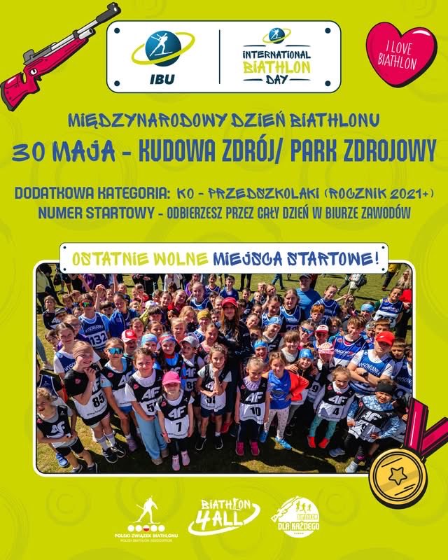 pzbiath's tweet photo. ⏰Odliczamy ostatnie godziny!!!Międzynarodowy Dzień #Biathlon🎯 coraz bliżej. 🎉🏃Świętuj razem z Nami oraz @biathlonworld już w najbliższy weekend w Kudowie-Zdrój oraz Ludwikowicach Kłodzkich. 
❗️Uwaga❗️
Ostatnie wolne miejsca na zawody Biathlon dla Każdego w Kudowie-Zdrój. https://t.co/oted9hMmXF