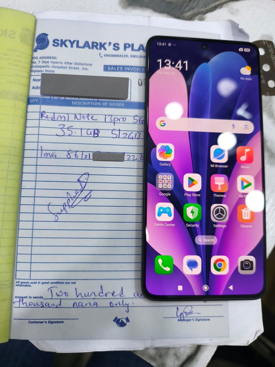 SkylarksPlace's tweet photo. 🔥 Mint Condition Loading!
Sending a clean Redmi Note 13 Pro 5G 512GB to our new customer @XixWesley in Makurdi, Benue State. 📌🛍️

Package set and ready for delivery. 🙌🏽

Thank you for the trust, chief, we truly appreciate it and we’re committed to giving you the best experience possible. 🙏🏽

Thank you, X.
By God’s grace, we keep growing and reaching more people every day. 💙