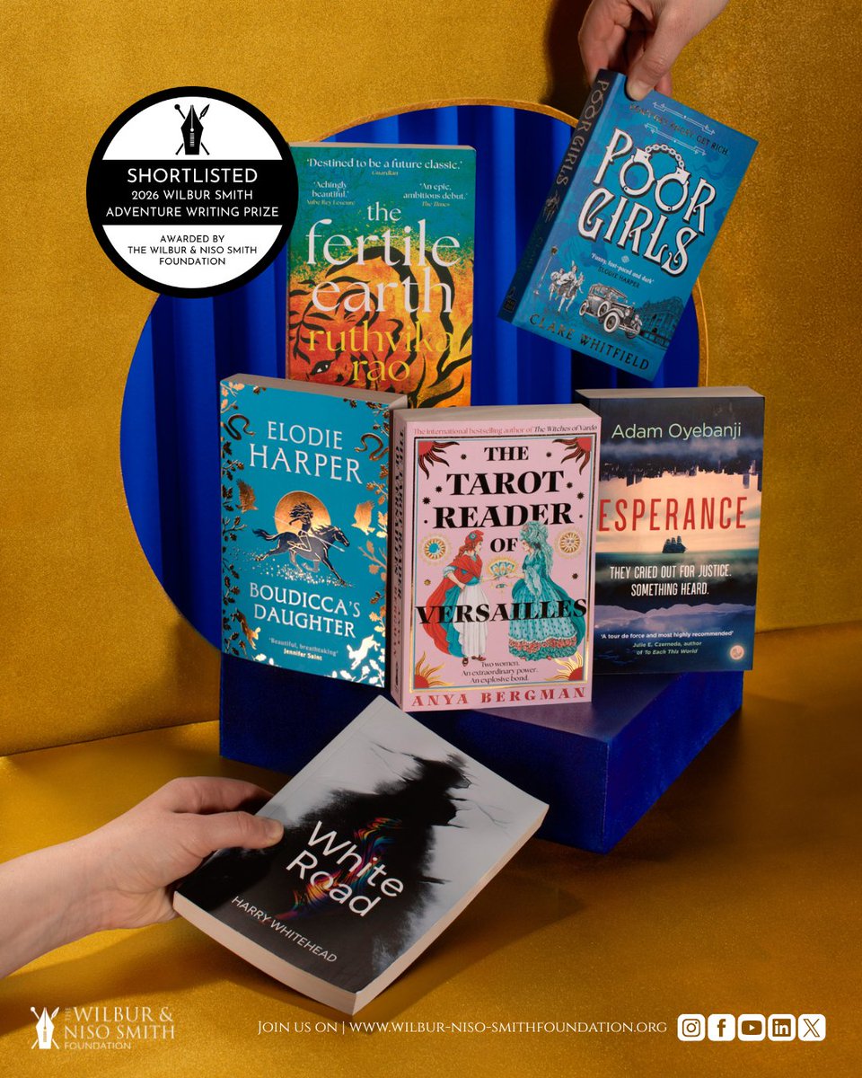 readingagency's tweet photo. The Wilbur Smith Adventure Writing Prize have unveiled their "transportive" 2026 shortlist - huge congratulations to all of the amazing authors!

*Find out more: https://t.co/M4DOjpSysl
*Shadow the shortlist with your book club: https://t.co/B0EPowZyWQ https://t.co/FYmrPylVzp