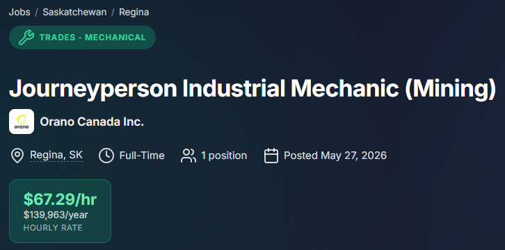 JobAdsCA's tweet photo. Orano Canada is looking for a Journeyperson Industrial Mechanic in Regina, SK.

Find out more information at https://t.co/71IbEGyjI9

#Regina #saskatchewan #jobs #employment #OranoCanada https://t.co/ngu7eeATvi