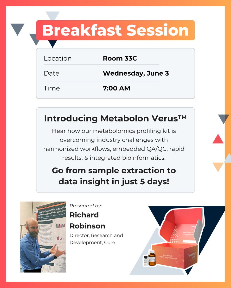 Metabolon's tweet photo. We’re excited for #ASMS2026 in San Diego! 

Visit Metabolon at Booth #820 to learn about Metabolon Verus™, our new metabolomics kit for scalable, reproducible workflows. 

Join our breakfast session and poster presentation on June 3. 

And don't miss the great giveaways! 🎁 https://t.co/BlfhdbAPKu