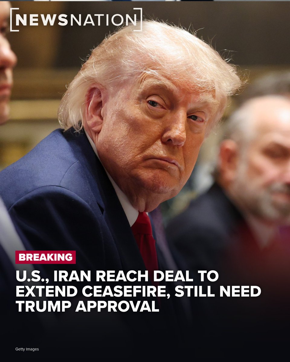 NewsNation's tweet photo. BREAKING: U.S. and Iranian negotiators have reached an agreement on a 60-day memorandum of understanding to extend the ceasefire and launch negotiations on Iran's nuclear program, U.S. officials confirmed to NewsNation’s @LibbeyDean_. President Trump has yet to give final approval on the agreement.

More: https://t.co/vlDAMEzCII