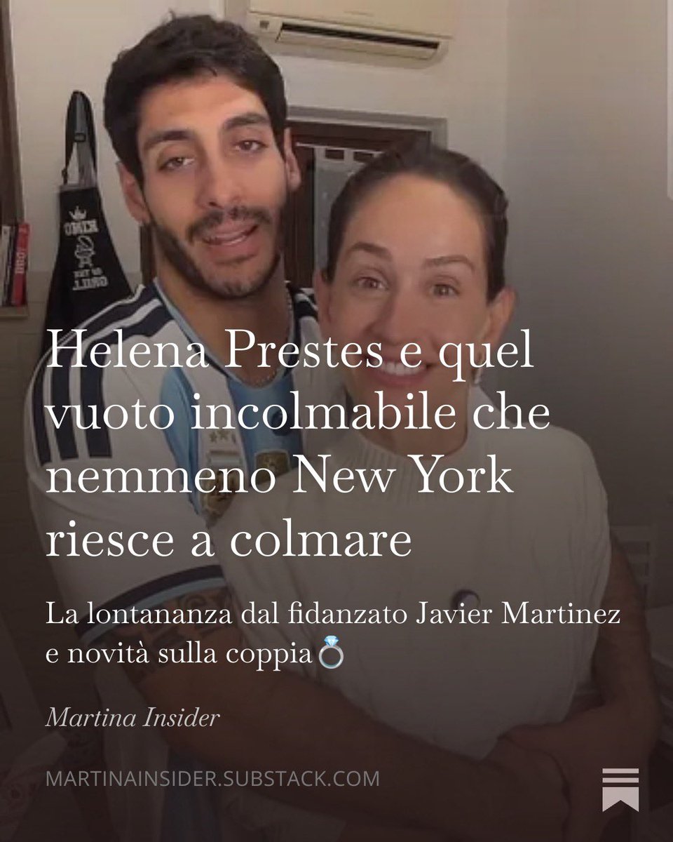 martinainsider's tweet photo. "Helena Prestes e quel vuoto incolmabile che nemmeno New York riesce a colmare"
La lontananza dal fidanzato Javier Martinez e novità sulla coppia…💍

https://t.co/eSB3Qeobuj

#helevier #heleners https://t.co/4Tp7FTRyMY