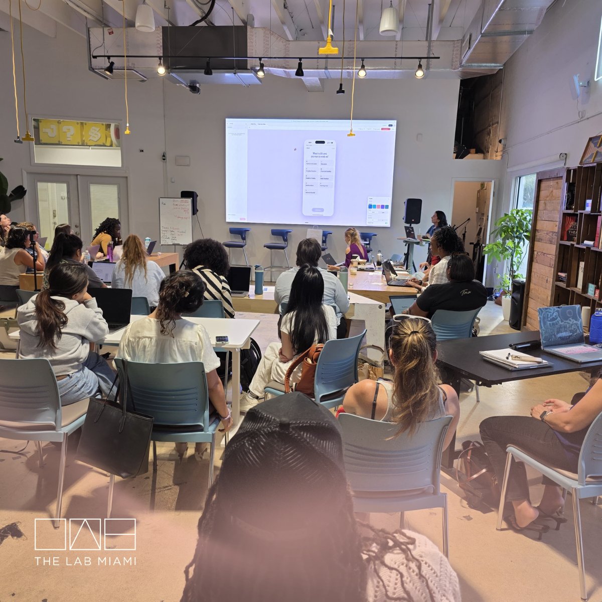thelabmiami's tweet photo. Full house across the LAB campus last night with @miamiaihub 's Generative Gatherings at the LAB and Dreamaker's We Create - Women AI Build Night at the DOCK. 

In one room, scaling startups shared their insights on AI.

In the other room, builders ideated, designed, and created with AI-first product.

Tap in and join us for one of our many startup and innovation events.