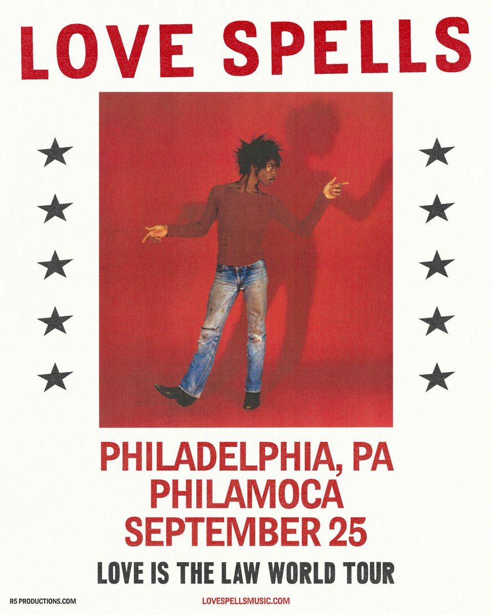 R5Productions's tweet photo. JUST ANNOUNCED! The actually incredible 21-year-old ethereal, psychedelic dream pop singer @lovespellsloves is the real deal. The Love Is The Law World Tour hits Philly on Saturday Sep. 25th at the exceedingly intimate @philamoca. Tix on sale next Friday!

https://t.co/3qaZ3EF3wR https://t.co/N4TW9rdkt9