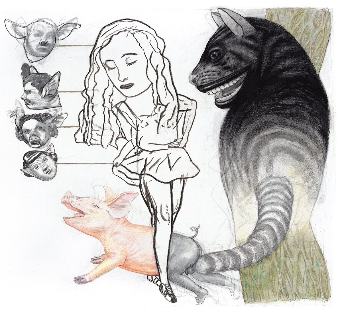 Pat Andrea's paper and wood panel works based on Lewis Carroll's Alice books from 2003-2006 