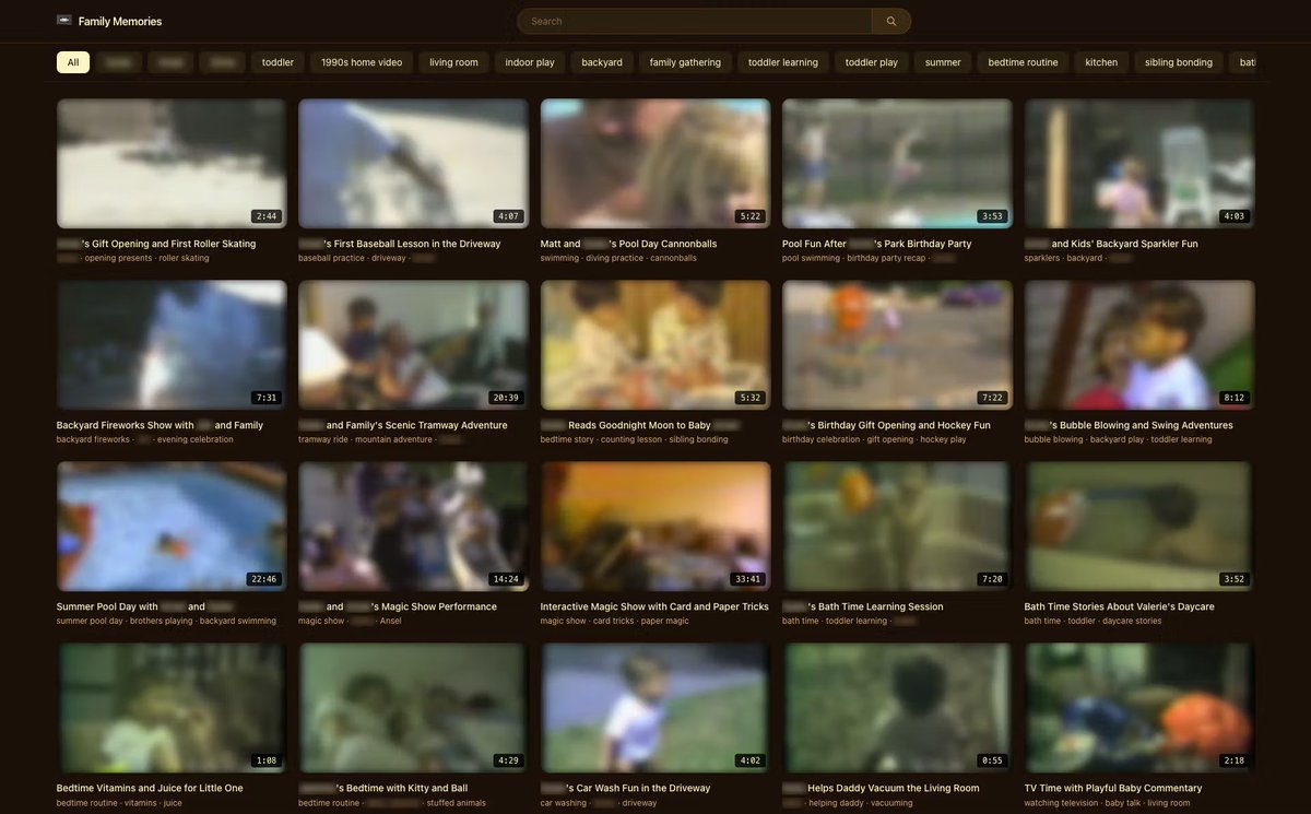 MuxHQ's tweet photo. Guess who's back, back again? @dylanjha's back (guest writing the newsletter), tell a friend

Dylan shared a personal project of how he turned 500GB of family VHS tapes from the 90s (birthdays, family trips, beach days) into a searchable video archive, complete with titles, descriptions, chapters, transcripts, and tags.

Also in this issue: content moderation in one click, a TikTok-style feed tutorial, AI video generation with https://t.co/aQNJ77qS8l, and Pogs (yes, Pogs).

Read it here: https://t.co/eA0tqYhVwQ
Not subscribed yet? https://t.co/cqI9he13AC