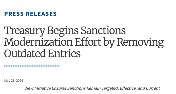 AlexZerden's tweet photo. Smart move by @USTreasury on the use of strategic delisting as part of sanctions modernization efforts. 

Much more is needed in this space but glad to see follow-through from Sec. Bessent's speech in Paris on May 19 previewing this initiative. 

I look forward to publishing a more detailed report on this and related issues over the summer.

https://t.co/BAujWNyKuD