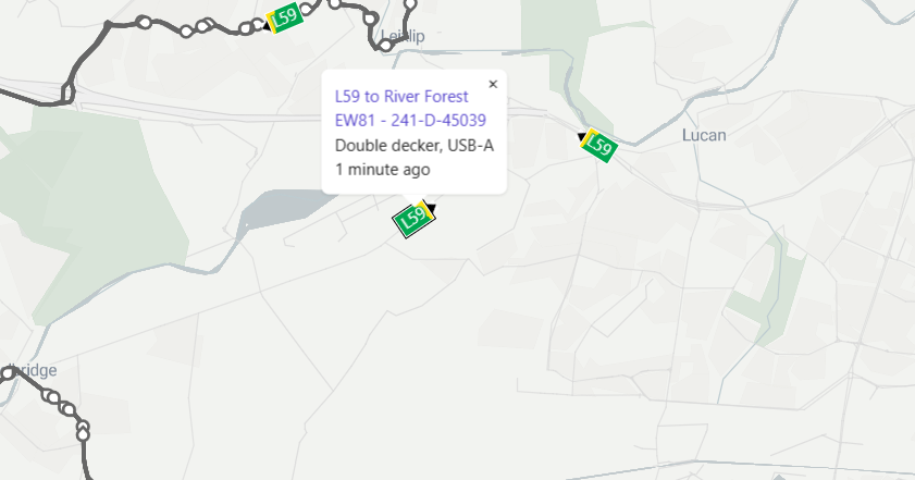 ApexF121's tweet photo. @dublinbusnews Hi, The L59 17:05 service to River Forest should be marked cancelled if its not running, Its marked as running on https://t.co/cRhfLnsCr5 but looks like going back to depot, Just FYI. https://t.co/rdz9ABSdlA