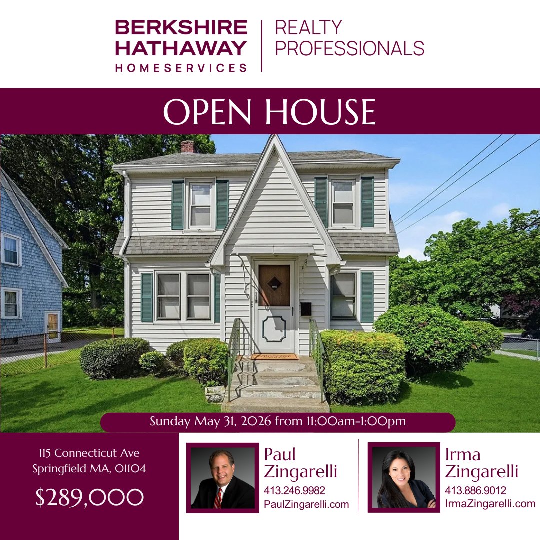 ZingaRealty's tweet photo. OPEN HOUSE
115 Connecticut Ave, Springfield, MA 01104
Sunday May 31, 2026 from 11:00am - 1:00pm

#openhouse #forsale https://t.co/NfoyQch3MV