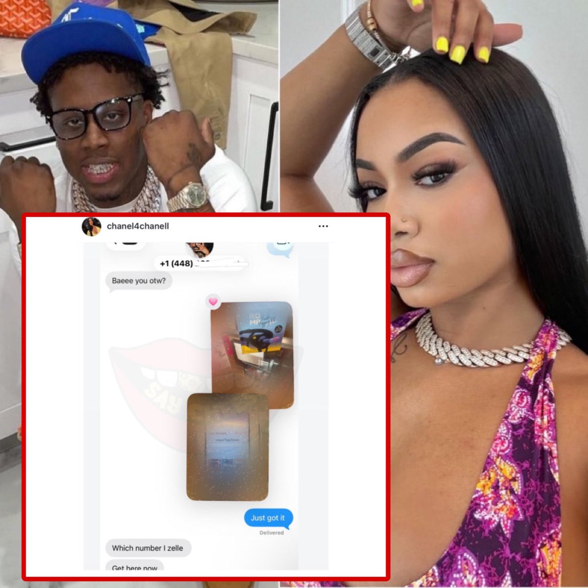 SaycheeseDGTL's tweet photo. Tatiana Chanell says she trademarked “Get Here Now” after Boston Richey told her that in viral text message when she bought a dildo strap to allegedly use it on him 

“Get here now” https://t.co/yUvI0Rhigq