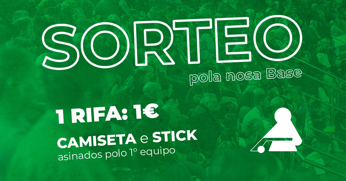HCLiceoBase's tweet photo. Mañá en Riazor tamén teremos 𝗿𝗶𝗳𝗮𝘀 𝗽𝗼𝗹𝗮 𝗻𝗼𝘀𝗮 𝗕𝗮𝘀𝗲!

Queres gañar unha camiseta ou un stick asinados polo primeiro equipo?

Este domingo teremos máis rifas e celebraremos o SORTEO, todo mentres botas unha man ás nosas categorías de formación! 💚🤍 https://t.co/EOljXxy7yB