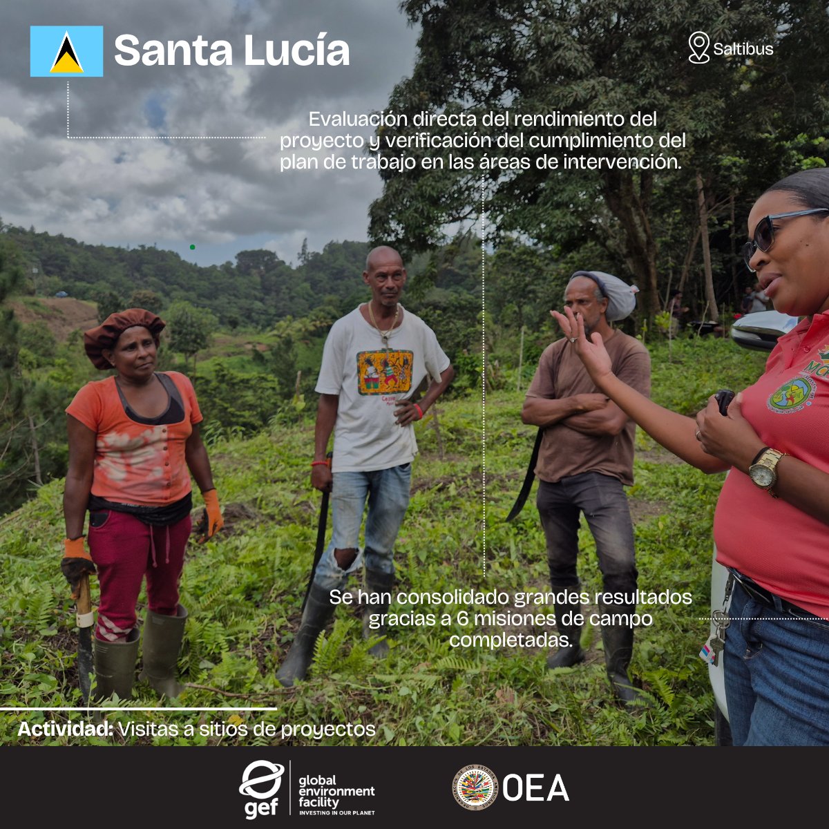 OEA_Desarrollo's tweet photo. #ProgramaDeAgua ¡Directo desde el corazón de Santa Lucía! 🇱🇨 Junto al Min. de Desarrollo Sostenible, recorremos el territorio en misiones de campo para potenciar la supervisión de los Puntos Focales Operativos del proyecto GEF-8, iniciativa clave de la SG/@OEA_Oficial y @the_gef. https://t.co/oCBsGslg4D