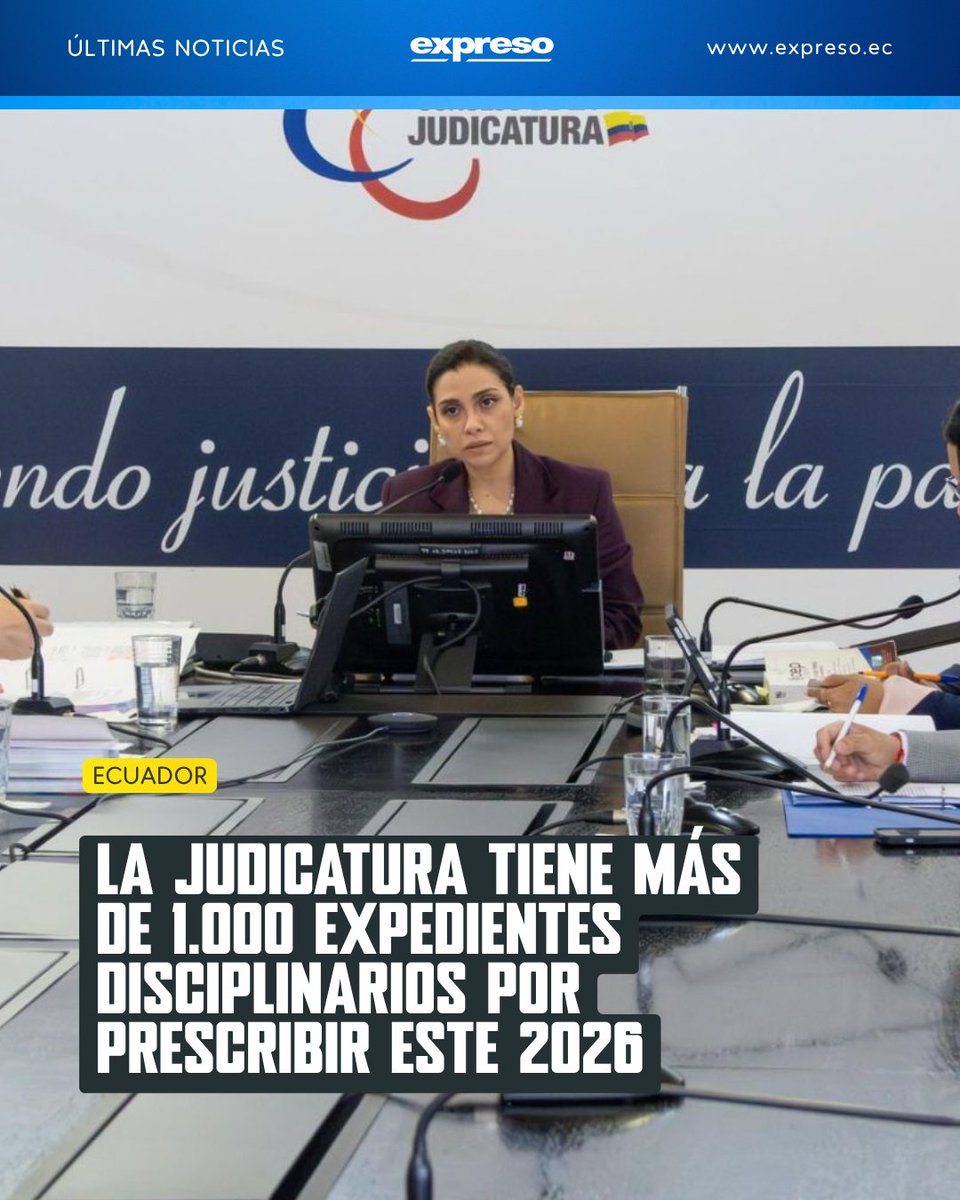 Expresoec's tweet photo. El Consejo de la Judicatura enfrenta una crisis por más de 1.000 expedientes disciplinarios represados y aprobó un plan emergente para evitar que caduquen antes de diciembre de 2026.

Lee más 👇 https://t.co/cO9nKthPuQ https://t.co/IzUDEDSnSo