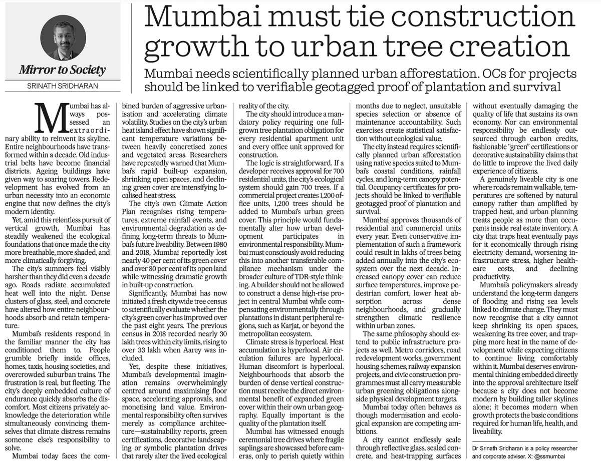 fpjindia's tweet photo. #EditPage | Why Mumbai Should Mandate One Tree For Every New Apartment And Office Approved
By: @ssmumbai
Link: https://t.co/N2c28sFKsE
#Mumbai | #RealEstate | #FPJ https://t.co/nW8tBOwEMK