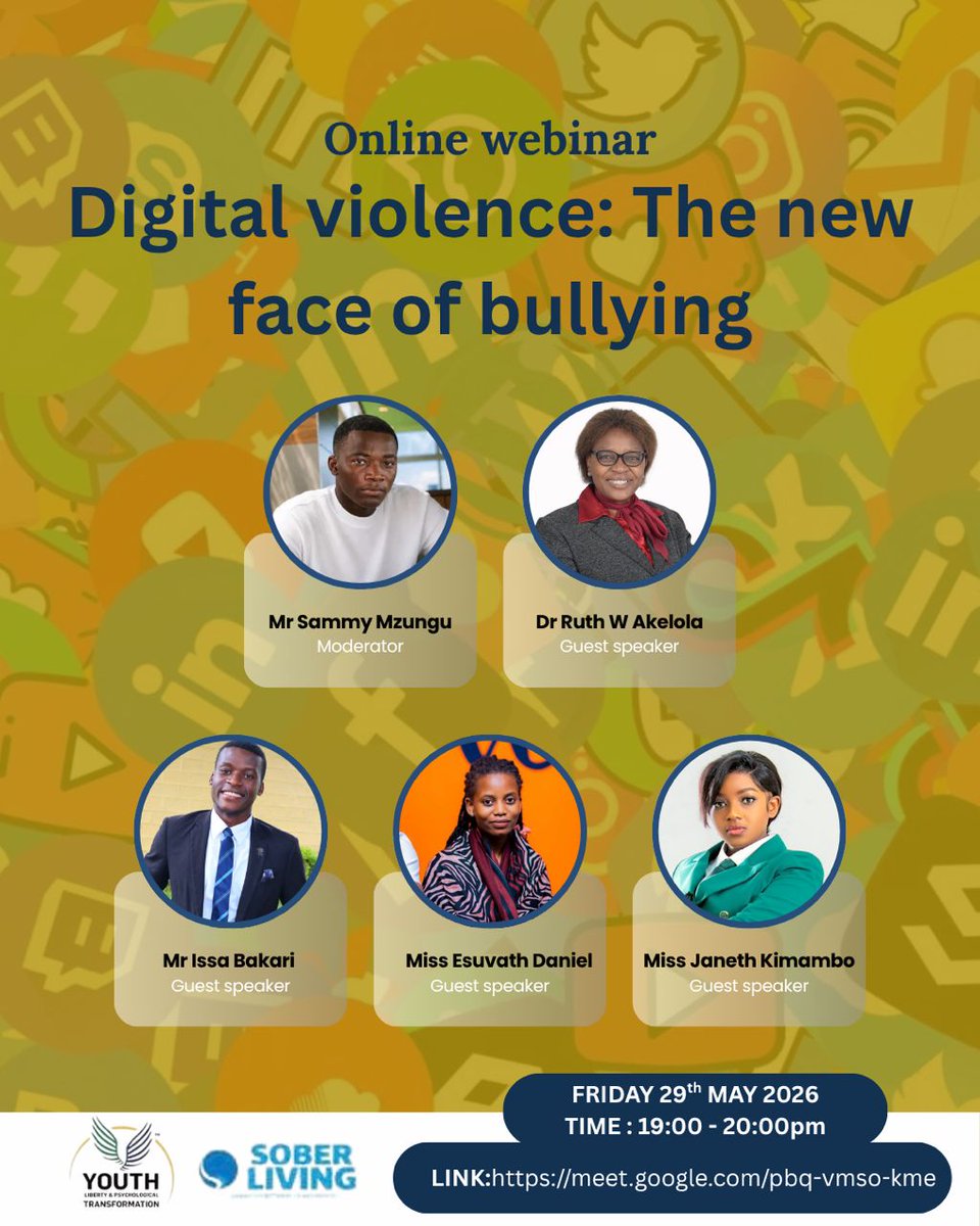 IssaMkenya's tweet photo. I’m glad to be part of this important conversation on #Digital Violence: The New Face of Bullying. 

 “Digital Violence: The New Face of Bullying.”
Join us this Friday at 7PM to 8PM for an insightful conversation on online safety and #cyberbullying.

Link: https://t.co/4CrPbdMbJ5 https://t.co/GyaboMERqF