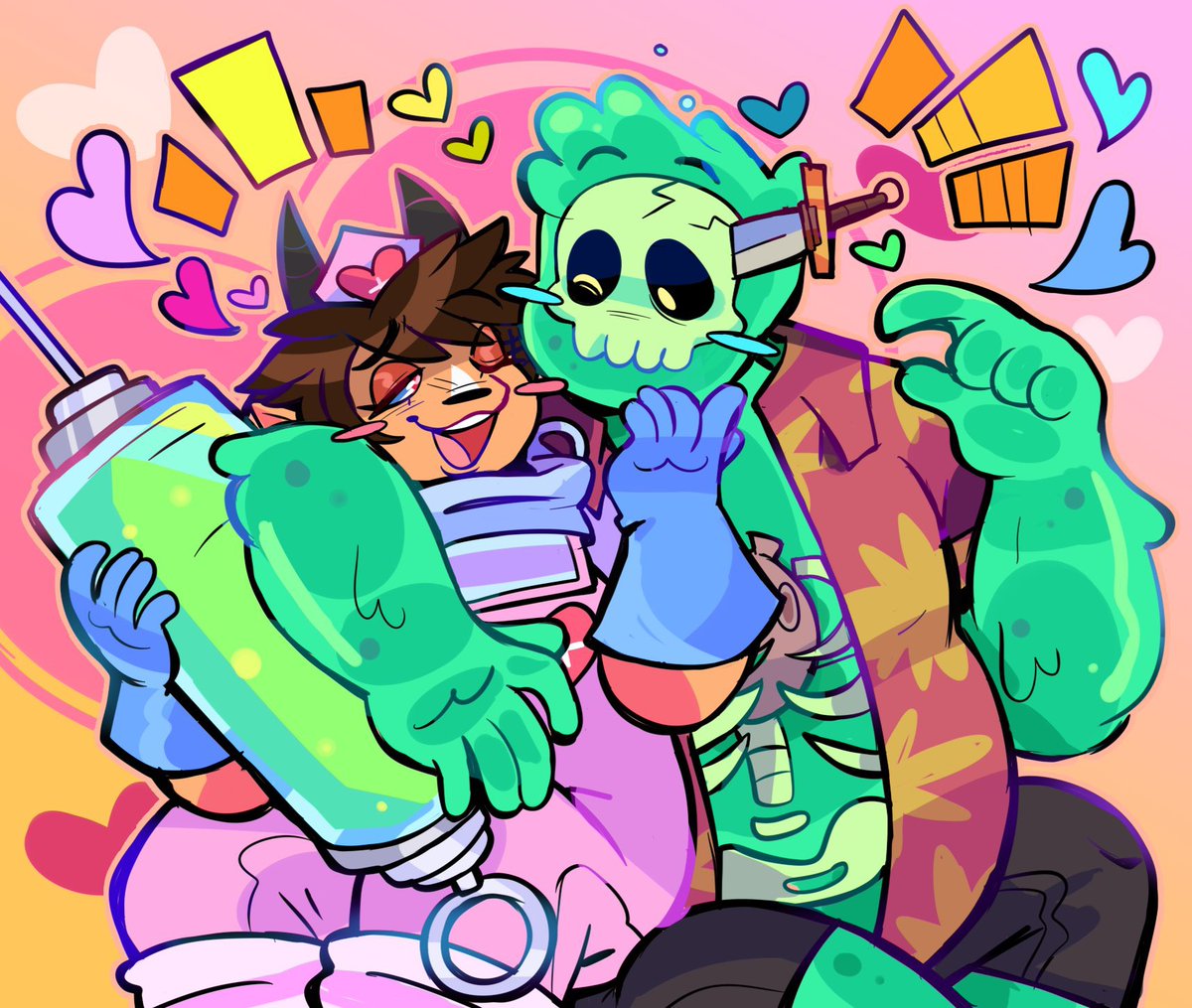 NelDaArtdork's tweet photo. I'm in love in this totally 💚💀🗡️🩷🐐💉

Thank you so much @cupiidzbow for this art trade. 🩷🩷🩷🩷 https://t.co/CJkf6D9eRP