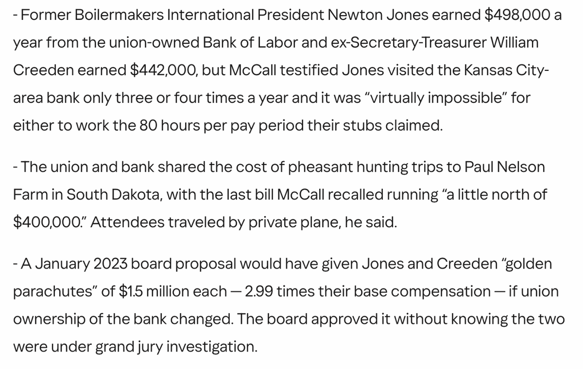 DominicJPino's tweet photo. Also, five Boilermakers union leaders are currently on trial in connection to a $20M embezzlement scheme.

Just some classic self-dealing: https://t.co/6NSuOSA56Q