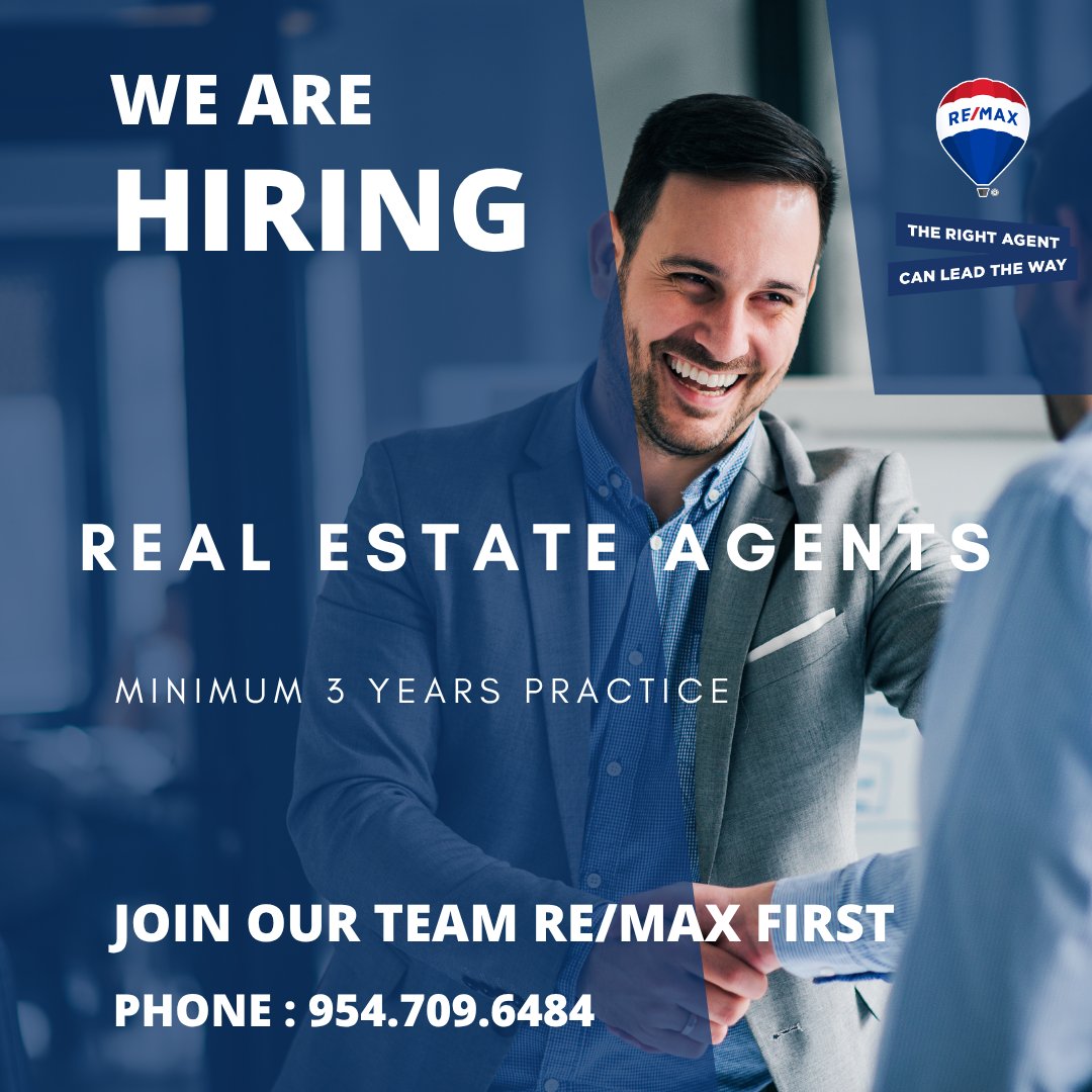 REMAXFIRST3's tweet photo. We're hiring! 🏡
RE/MAX First is looking for Real Estate Agents with 3+ years of experience.
Ready to grow with the best? 📞 954.709.6484
#NowHiring #RealEstate #RemaxFirst #SouthFlorida https://t.co/tAZURkoufh