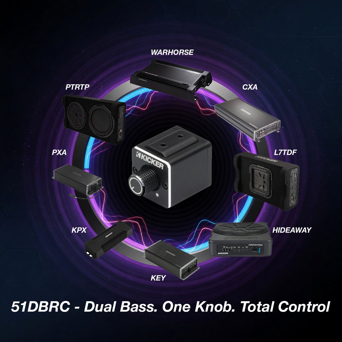 KICKERaudio's tweet photo. The KICKER 51DBRC Dual-Amp Bass Remote Control makes it easy and convenient to control the bass on up to two KICKER mono amplifiers or powered subwoofers right from the driver’s seat. This premium accessory features a durable aluminum design with laser etching and a high-end metal knob that looks sharp in any build.

With flexible mounting options, including a magnetic surface mount or clean flush mount, the DBRC gives you simple, precise control without extra complexity. It works with a wide range of KICKER products, including KEY, CXA, WXA, PXA, and KPX series amplifiers, plus Hideaway, PL7TDF, and PTRTP powered subs.

Whether you're running a high-powered SPL setup with multiple Warhorse amps, or if you've got a His & Her Hideaway under both front seats, the DBRC lets you take command of your low-end with a single convenient controller!

Product Page: https://t.co/lhMUZjrrjh
Dealer Locator: https://t.co/HAzKAFMW7P

#KICKERAudio #KICKER #CarAudio #AudioInstall #BassControl #CarStereo #AudioUpgrade #MobileAudio #DailyDriver #MusicLovers #SUVAudio #RoadVibes #LivinLoud