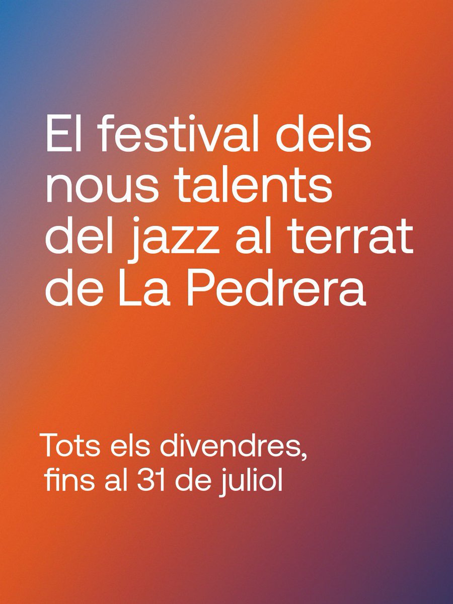 FCLP_Fundacio's tweet photo. 🎷✨ El jazz torna al terrat de La Pedrera amb una nova edició de #TalentsJazz!

Inaugurem una nova temporada del festival impulsat per la @FCLP_Fundacio , una cita imprescindible de les nits d’estiu a Barcelona 🎶

💥 Enguany estrenem la primera Big Band de Talents Jazz, formada per alumnat del @liceu1837 , el @tallerdemusics i @pedagogiaesmuc , en una aposta per la creació compartida i els músics del futur.

🎵 11 concerts
📍 Al terrat de La Pedrera-Casa Milà
📅 Tots els divendres del 29 de maig al 31 de juliol

🎟️ Ja pots aconseguir les teves entrades a la web de La Pedrera!