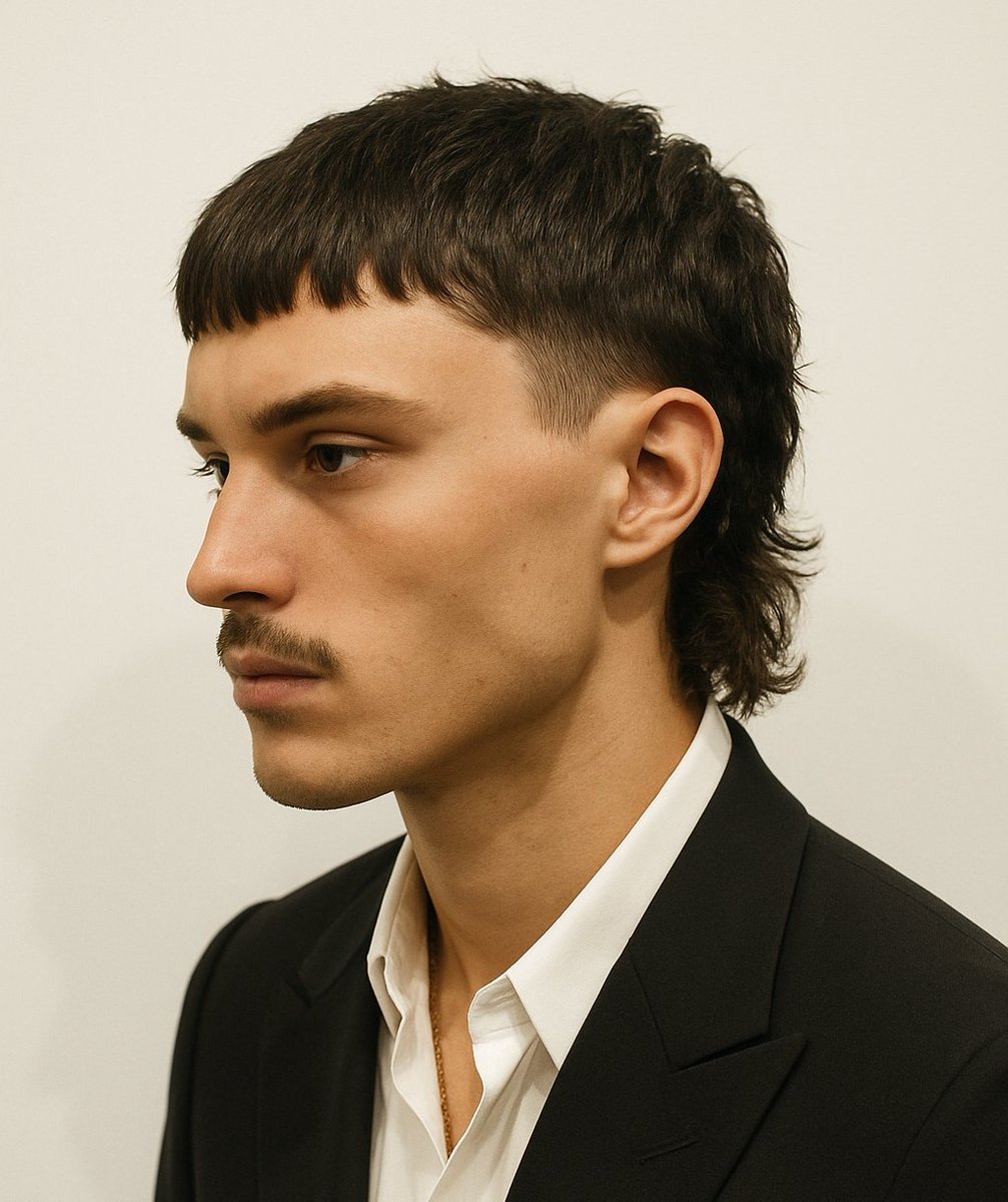 VagaMagazine's tweet photo. how many guys did you see today with this look? Without a doubt the modern mullet + mustache is the look of Summer 2026 https://t.co/2xLHFOJy4K https://t.co/bbvHGcMjY6