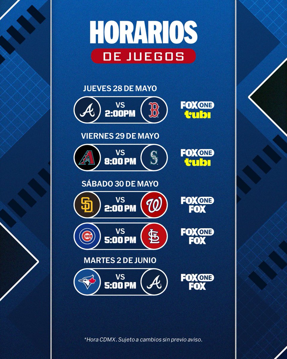 MLB_Mexico's tweet photo. Tus pantallas se llenan de béisbol. Checa los juegos de esta semana. https://t.co/ougonYCl50