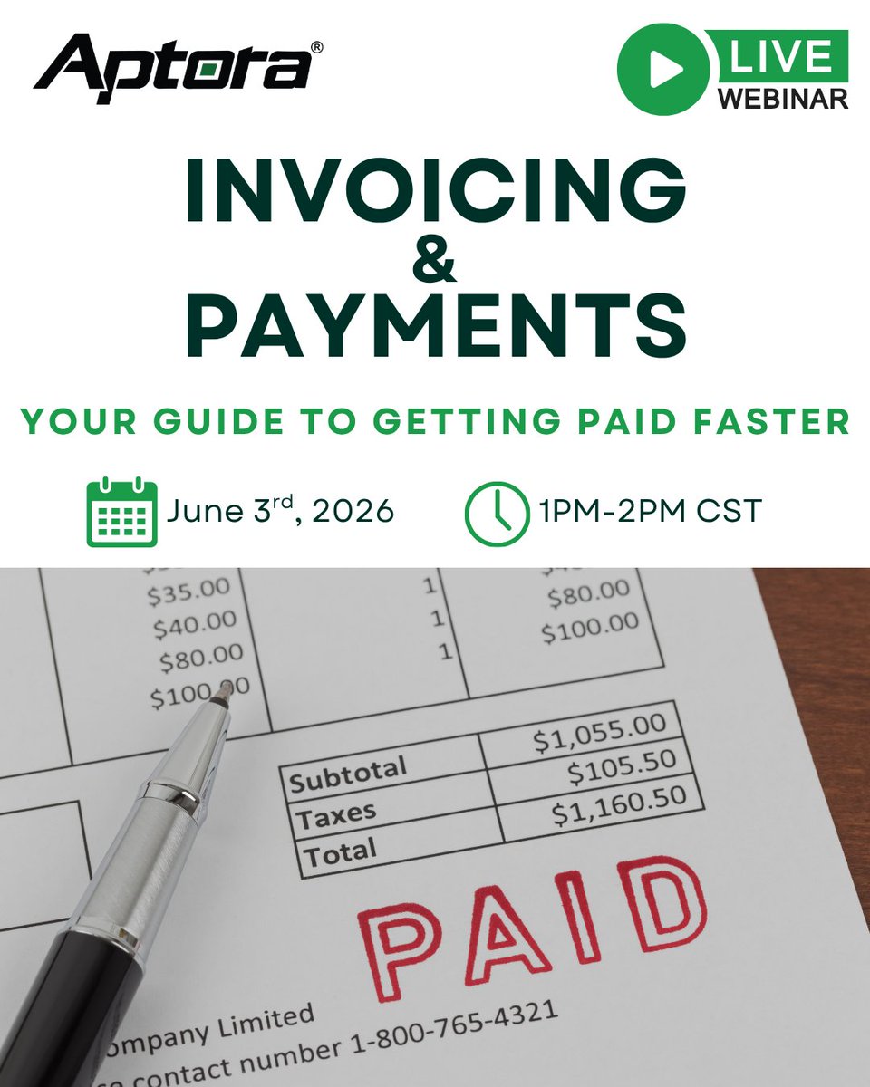 AptoraCorp's tweet photo. Join us for our monthly webinar!

Learn how to manage invoicing and payments more efficiently in Total Office Manager so your team can get paid faster! Just tap the link below to sign up:
https://t.co/rpdaLUpWJR

#Aptora #FieldServiceManagement #Contracting #Webinar #Invoicing https://t.co/jZVLPBI8n9