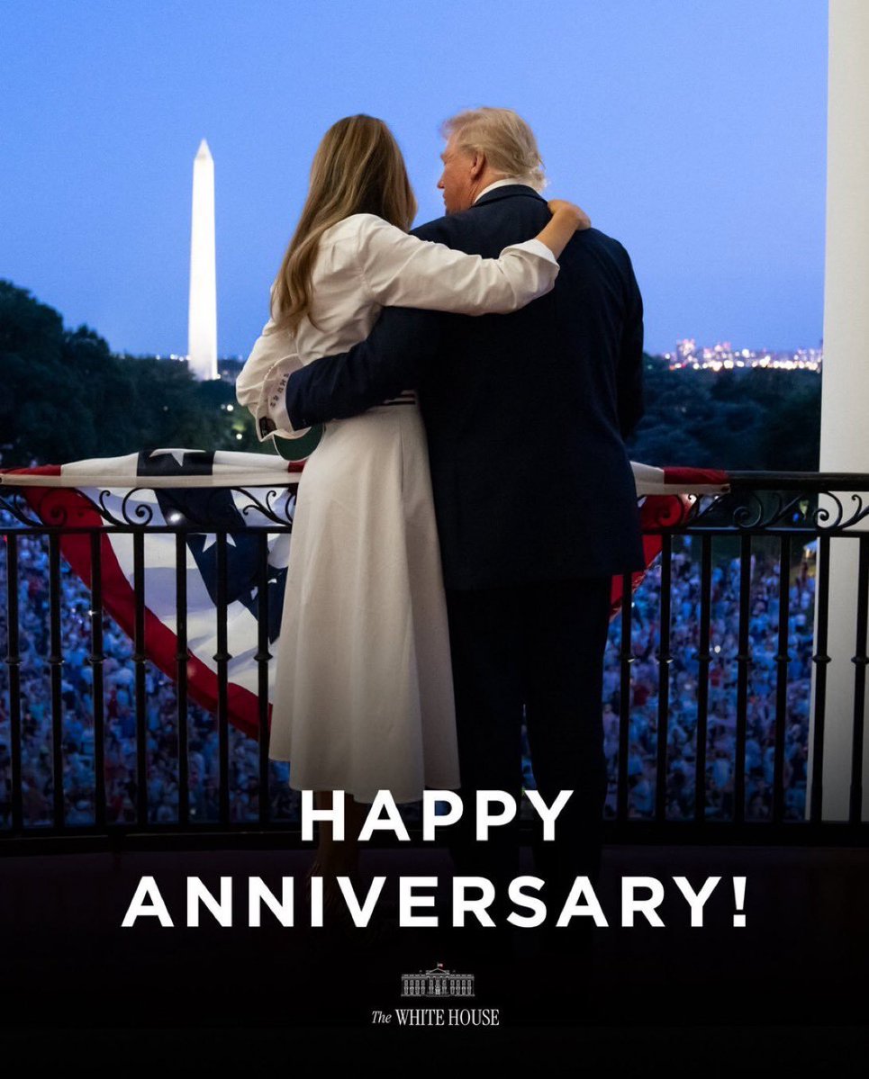 DonaldTrumpJrQ1's tweet photo. Happy 21st anniversary to President Trump, and First Lady Melania Trump! 🇺🇸 https://t.co/pfaPY5o3RQ