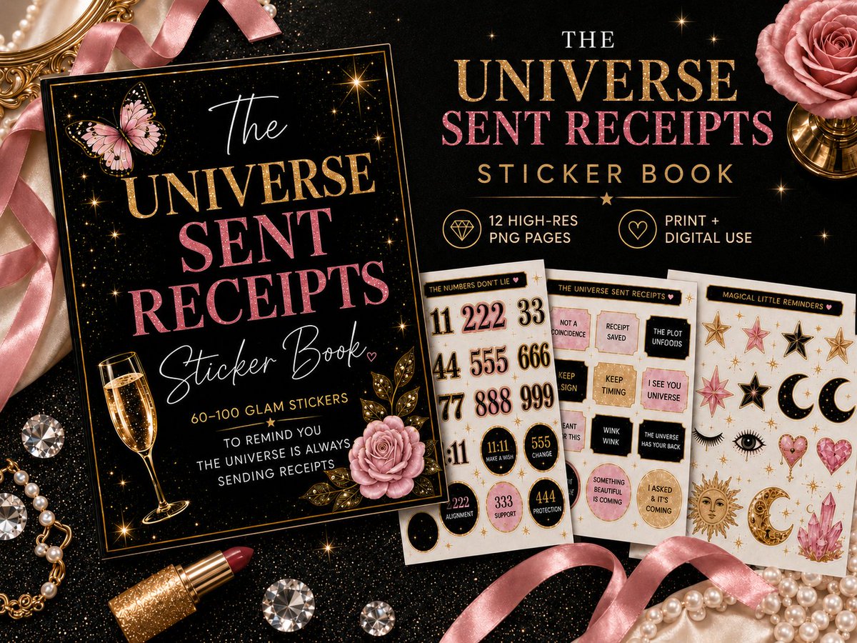 Glam_Confess_Co's tweet photo. The Universe Sent Receipts Sticker Book by GlamConfessionalCo on Etsy
 https://t.co/3GvXReEnmf via @pinterest 
Because when the signs keep showing up, you need somewhere fabulous to put the evidence.

Add a little sparkle, sass, and divine timing to your journal pages. https://t.co/TY7kNnGFGM