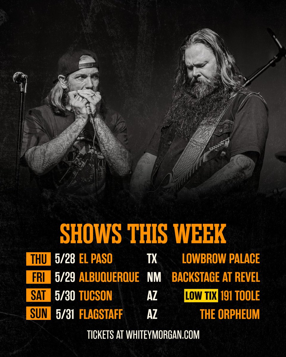 WhiteyMorgan's tweet photo. Wrapping up the Spring Tour with the 78's this weekend in TX, NM, and AZ!!! @LeroyNorth will be warming up the stage for you guys. Come on out!

https://t.co/XHjBoAD0r6 https://t.co/10w8KZwBts