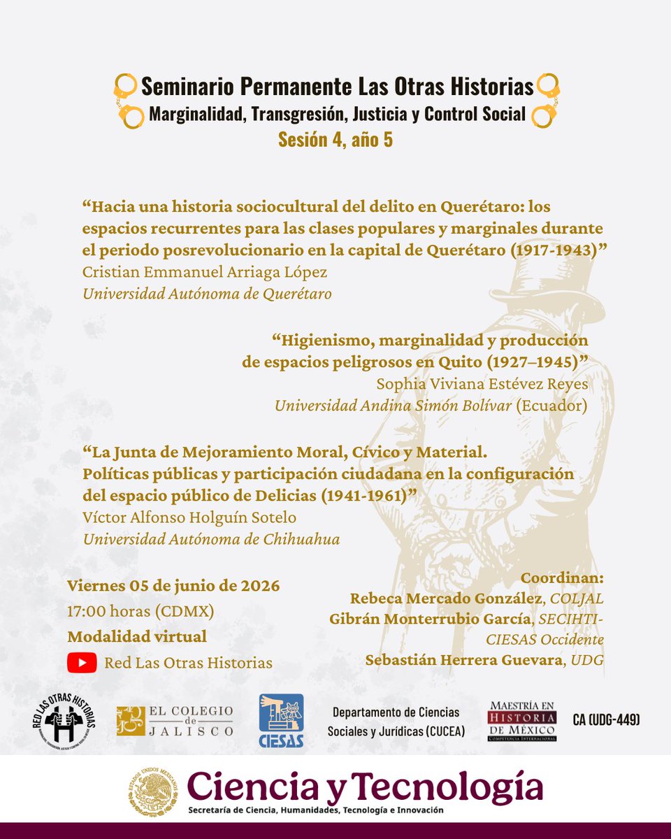 Coljalisco's tweet photo. ¿Cómo se configuraron los espacios urbanos en el pasado? 🤔

Acompáñanos en la siguiente sesión de "Las Otras Historias" (@RedOtrasHis) con las investigaciones de Cristian Emmanuel Arriaga López, Sophia Viviana Estévez Reyes y Víctor A. Holguín Sotelo. https://t.co/tJ6r1FI73f