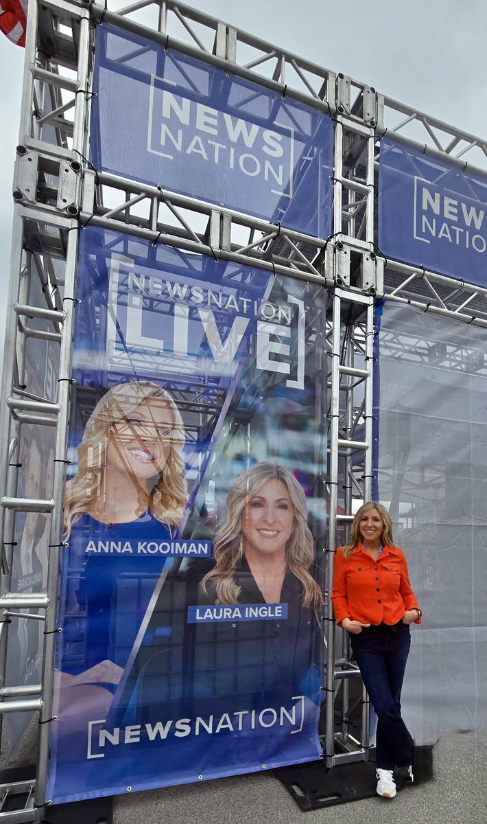 lauraingle's tweet photo. In good company at the @NewsNation booth on the grounds of the Indianapolis Motor Speedway 🏁 Our #NewsNation Creative Marketing team went the extra mile at the #Indy500 to showcase our network! @AnnaKooiman @MarkieMartin @connellmcshane @ChrisCuomo @EVargasTV @BlakeBurman @ChrisStirewalt @NicholeBerlie @KatiePavlich @IMS @NISHANGILMET