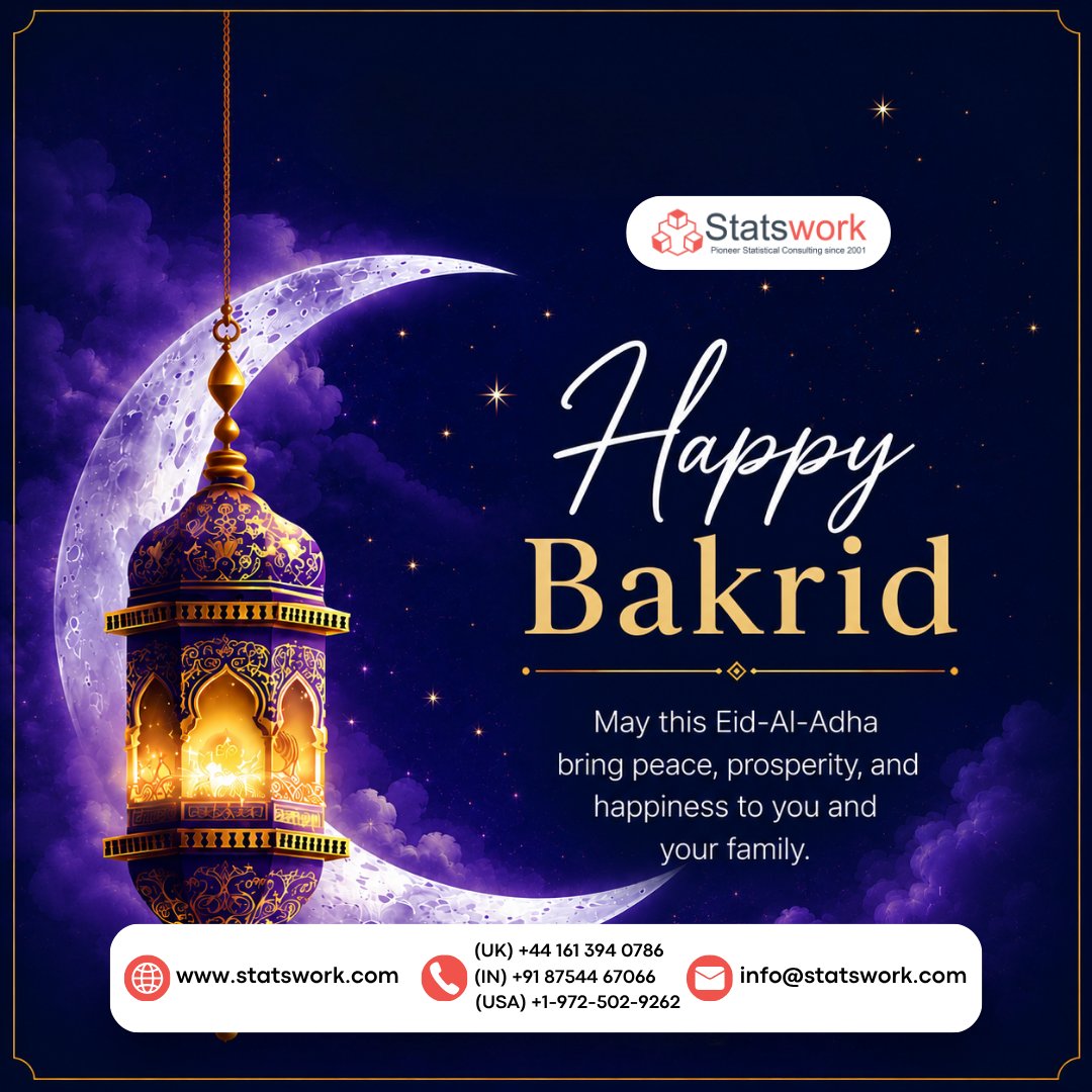 Statswork's tweet photo. Bakrid Wishes from Guires Solutions Pvt Ltd

Guires Solutions Pvt Ltd wishes global industries and businesses a peaceful Bakrid.
 https://t.co/DObRFdGT7M

#Bakrid #EidAlAdha #GlobalIndustries #BusinessGrowth #Analytics #DigitalTransformation #Innovation https://t.co/cwbz2YxXGF