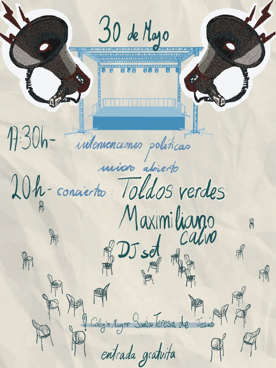 fde_estatal's tweet photo. ¡Este sábado en Madrid! 
📣Acto del X Aniversario del Frente de Estudiantes. 
Pondremos en común experiencias de lucha de este curso, celebrando también nuestros 10 años. 

A partir de las 17:30 en el colegio Santa Teresa de Jesús. <M> CIU o Moncloa 

Conciertos, micro abierto, intervenciones políticas y mucho más, acompañados de Toldos Verdes y Maximiliano Calvo

Entrada gratuita
¡Nos vemos el sábado!