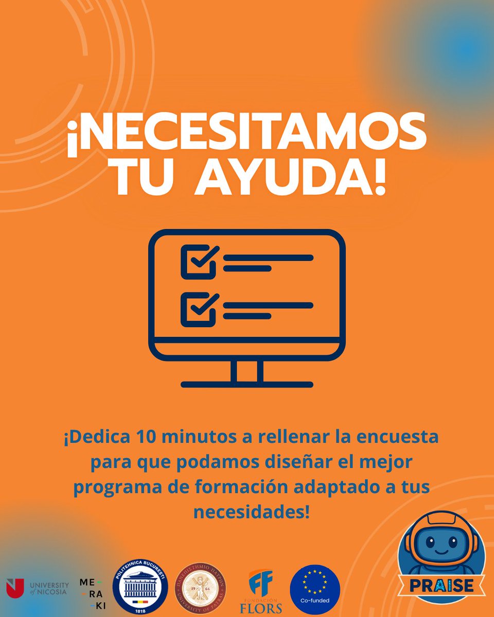 MerakiProjectes's tweet photo. ¡Atención docentes y futuros profes! 📢👩‍🏫 ¡Necesitamos TU voz! En el proyecto PRAISE estamos integrando IA, Robótica y Programación en la formación docente y queremos conocer tus necesidades. 🤖💻 📝 Anónima y en 4 idiomas. ¡Participa aquí! 👇 🔗 https://t.co/r66XCe12Lt https://t.co/zGAbvJkWMP