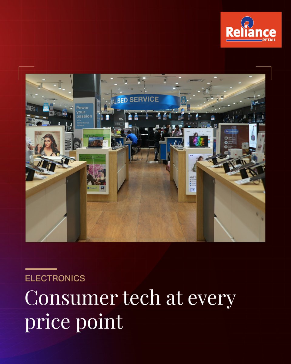 RIL_Updates's tweet photo. From your neighbourhood kirana to hyperlocal delivery to premium fashion — Reliance Retail's 20,000+ stores serve every Indian, every day. FY26 EBITDA: ₹27,034 crore. Growing at 8% YoY.

#RelianceRetail #DigitalIndia #RIL #GrowthIsLife #MakeInIndia https://t.co/fvT61UPt9Q