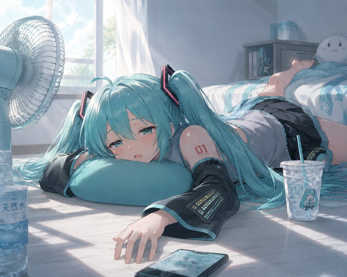 risu_DB_1227's tweet photo. 暑いンゴ
#AIart 
#初音ミク https://t.co/GOBfIL86Oy