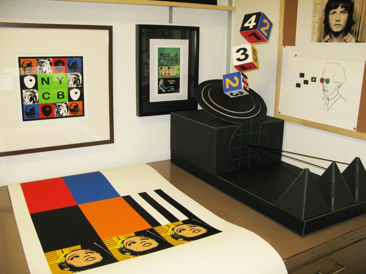 tipstapunk's tweet photo. A studio shot from 2011, with a 3D work sitting on top of my plan chest titled 'Chance Impacting On The Face Of Certainty'. https://t.co/WomAJ0mcCM