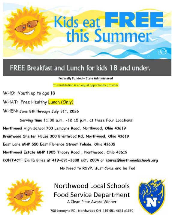 RangerRoundup's tweet photo. #KidsEatFree begins June 8th! Please note that this summer we are adding two additional feeding locations! 

The WCDPL Book Mobile will also be out several times this summer!

#WeAreNorthwood https://t.co/LEQhjGWliR