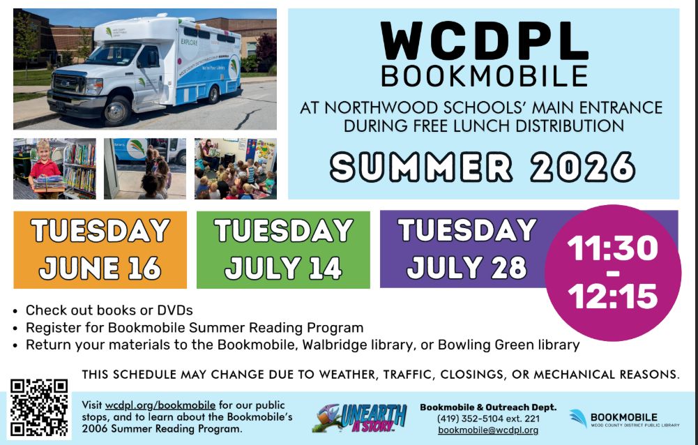 RangerRoundup's tweet photo. #KidsEatFree begins June 8th! Please note that this summer we are adding two additional feeding locations! 

The WCDPL Book Mobile will also be out several times this summer!

#WeAreNorthwood https://t.co/LEQhjGWliR