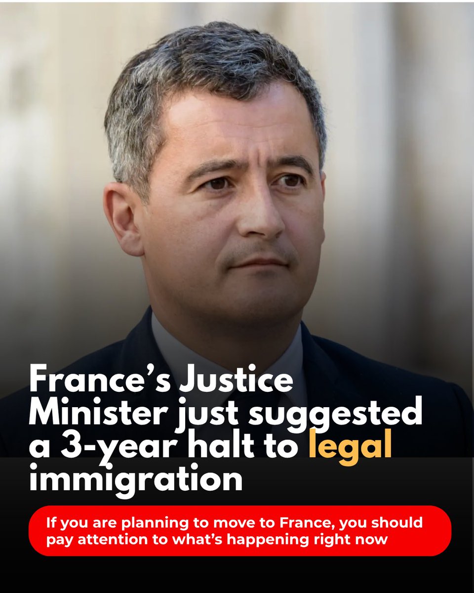 IASIRELAND's tweet photo. People planning to relocate to France should pay attention to what’s happening right now.

France’s Justice Minister just suggested a 3-year halt to some forms of legal immigration.

Not illegal immigration, LEGAL immigration. https://t.co/7f4GkqAkv4