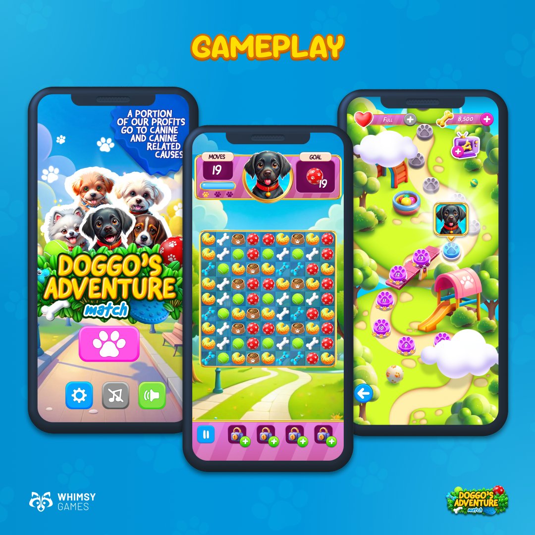 WhimsyGamesDev's tweet photo. WHO LET THE DOGS OUT??? 🐶
Doggo’s Adventure was too fun to keep under wraps.

A playful match-3 project we developed full-cycle — from art direction and UI to gameplay feel and visual polish 🎨

https://t.co/2qrppKR1nF
Full-cycle development by Whimsy Games
#GameDev #Match3Game https://t.co/5qJ5Vr9ZXy