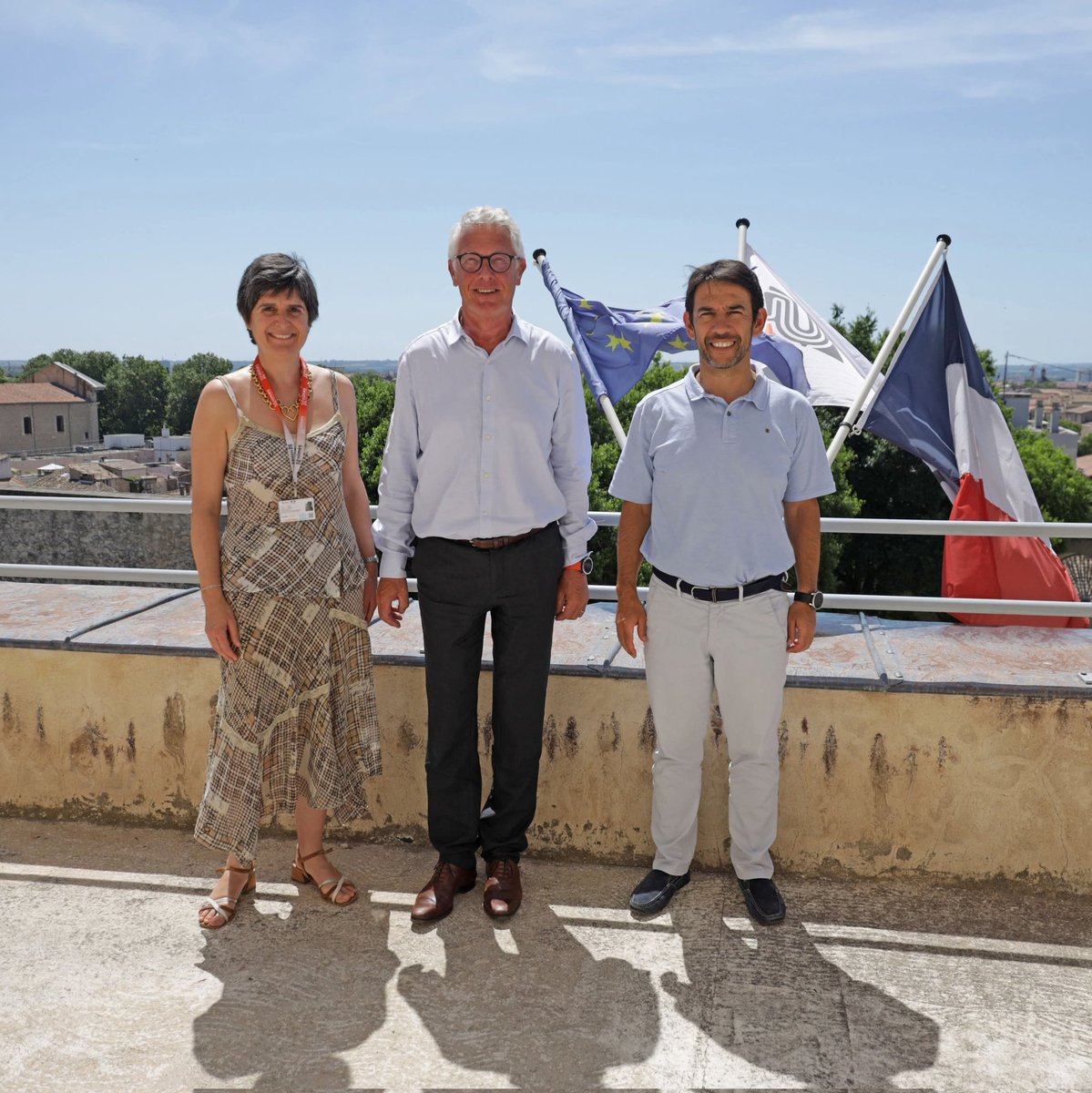 unimesfr's tweet photo. Le président @unimesfr Benoît Roig et la Directrice générale des services  Pascale Bourrat ont reçu la visite de Jean-Christophe Camart, Conseiller Stratégie et Prospective auprès du  Ministère pour lui présenter notre université et ses spécificités. https://t.co/RFvAEIbzbC